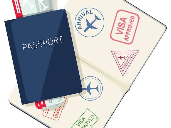 Vector Hộ chiếu với vé máy bay trên nền trắng