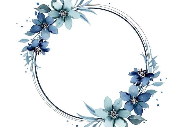 Vector Khung hoa màu nước màu xanh với hình tròn