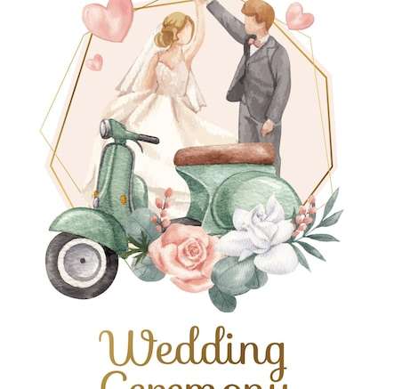 Vector Mẫu poster với khái niệm đám cưới màu xanh tuyệt đẹp phong cách màu nước