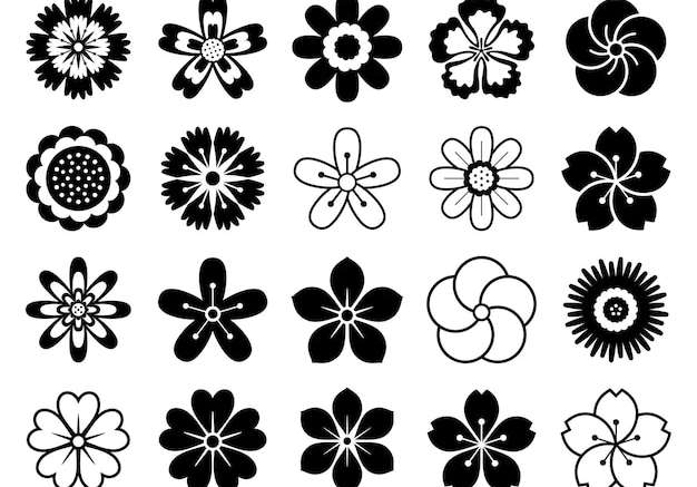 Vector Tập hợp các biểu tượng biểu tượng yếu tố hoa hoa