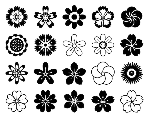 Vector Tập hợp các biểu tượng biểu tượng yếu tố hoa hoa