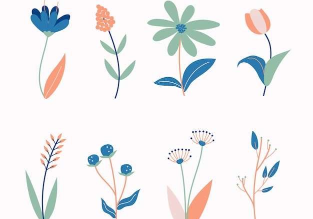 Vector Vẽ tay bộ sưu tập hoa mùa xuân