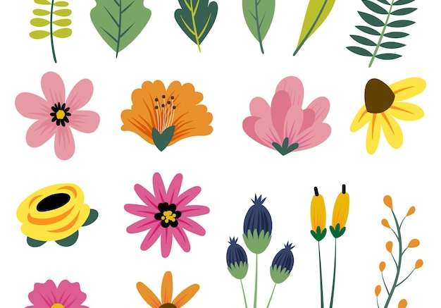 Vector Vẽ tay bộ sưu tập hoa mùa xuân