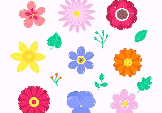 Vector Vẽ tay bộ sưu tập hoa mùa xuân đẹp