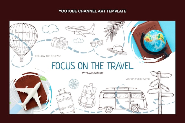 Vector Vẽ tay nghệ thuật kênh youtube du lịch