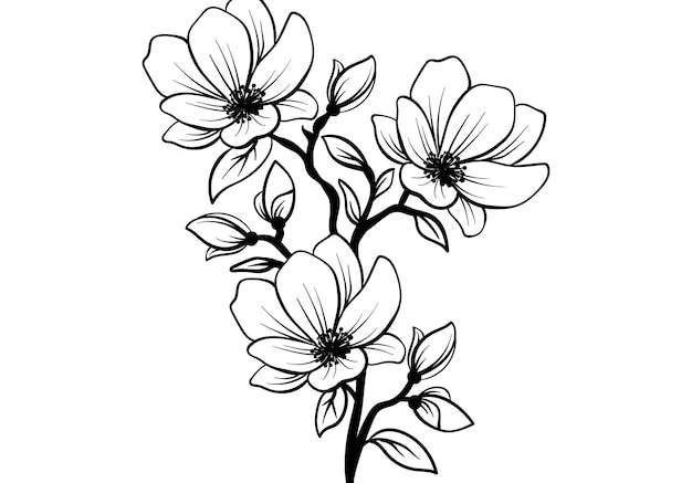 Vector Vẽ tay thiết kế phẳng phác thảo hoa đơn giản