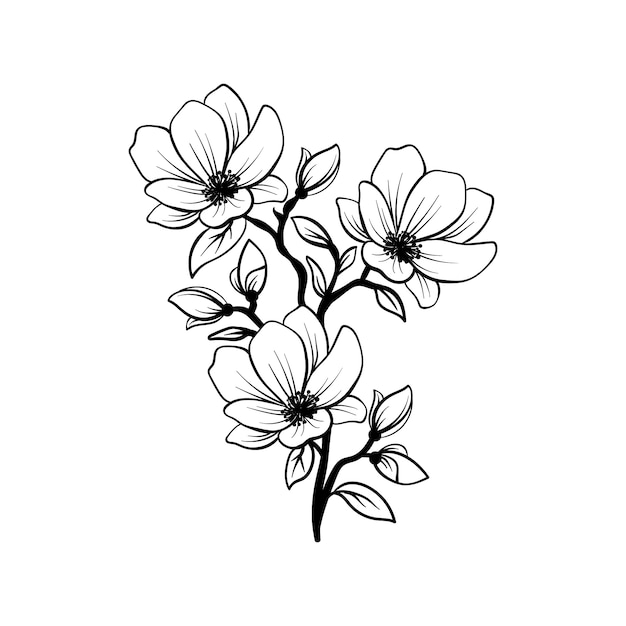 Vector Vẽ tay thiết kế phẳng phác thảo hoa đơn giản