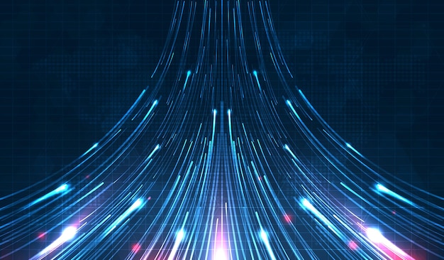 Vector Vệt sáng xanh đường tốc độ sợi quang nền tương lai cho dữ liệu không dây công nghệ 5g hoặc 6g