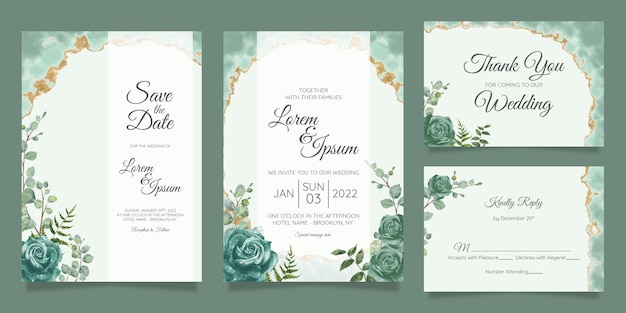 File vector Bộ mẫu thiệp mời đám cưới hoa