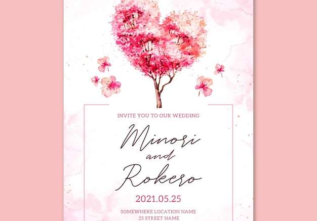 File vector Lời mời đám cưới của Nhật Bản với hoa sakura