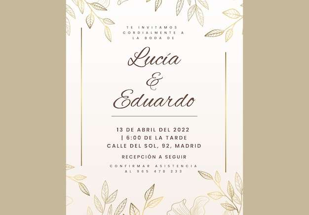 File vector Lời mời đám cưới gradient bằng tiếng Tây Ban Nha