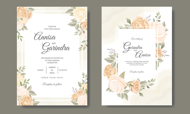 File vector Thiệp mời đám cưới với hoa hồng đẹp