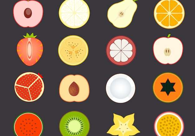 Hình ảnh vector Bộ biểu tượng trái cây