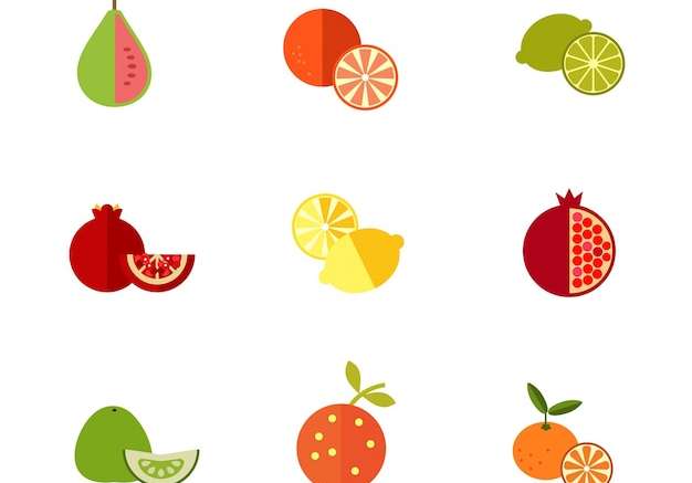 Hình ảnh vector bộ biểu tượng trái cây tươi