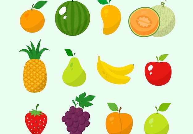Hình ảnh vector bộ sưu tập trái cây vẽ tay