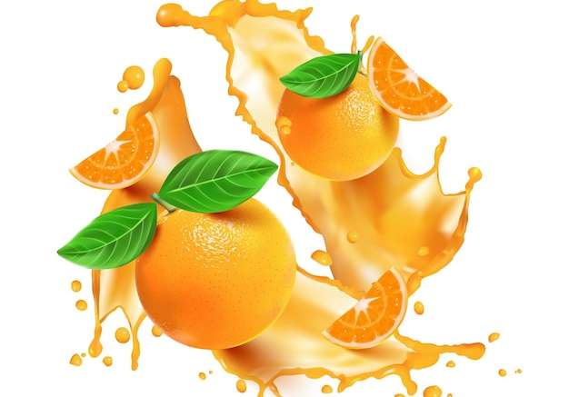 Hình ảnh vector Giật gân màu cam thực tế và trái cây