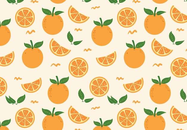 Hình ảnh vector hoa văn liền mạch trái cam tươi
