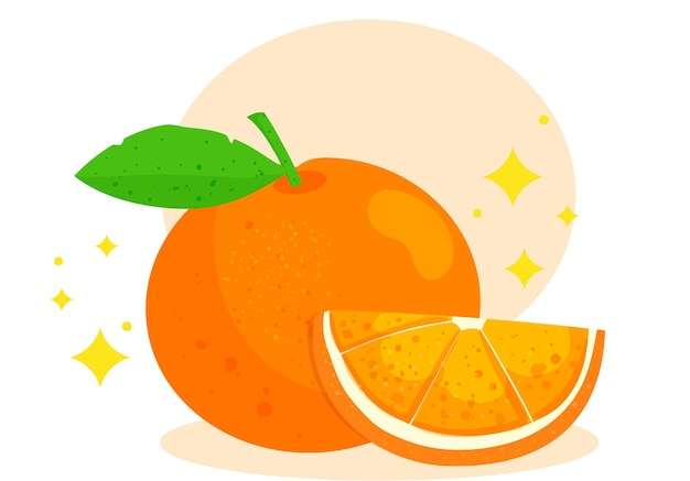 Hình ảnh vector Logo trái cây màu cam hoạt hình phim hoạt hình nghệ thuật minh họa