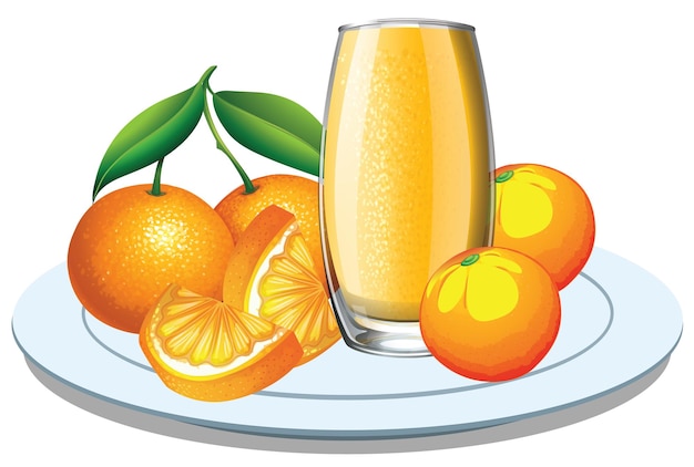 Hình ảnh vector Một ly nước cam với cam xắt nhỏ