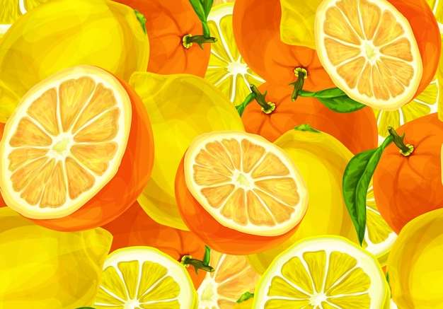 Hình ảnh vector Nền màu nước với chanh và cam