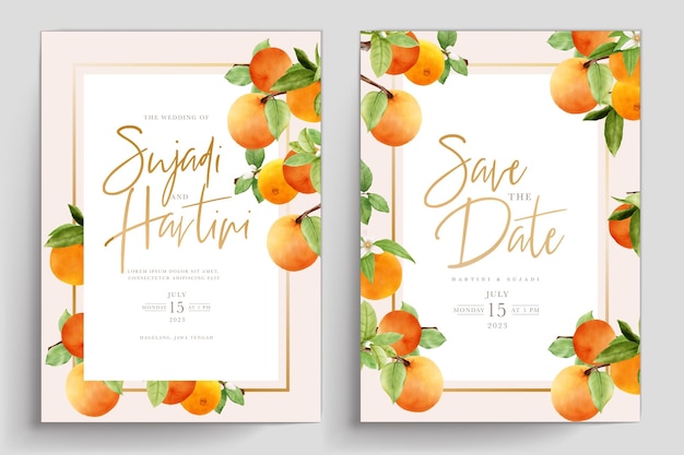 Hình ảnh vector Thiết kế khung và viền vòng hoa trái cây màu nước cam