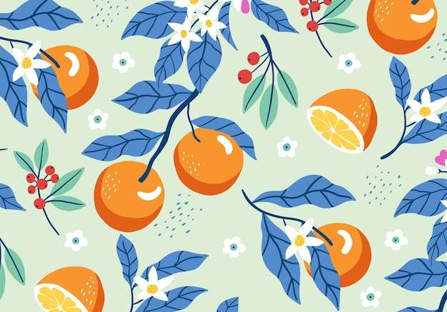 Hình ảnh vector Vẽ tay thiết kế hoa văn trái cây