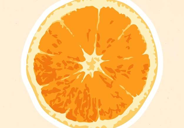 Hình ảnh vector Vẽ tay véc tơ nửa nhãn dán màu cam quýt có viền trắng