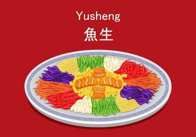 Hình stock Hình minh họa thực đơn lễ hội yu sheng của Trung Quốc