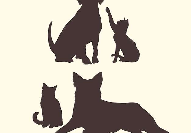 Hình vector Bộ bóng chó và mèo thiết kế phẳng