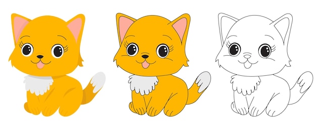 Hình vector Cuốn sách tô màu mèo con cho trẻ em bị cô lập vector