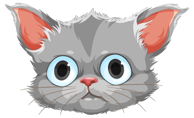 Hình vector Đầu mèo con dễ thương theo phong cách hoạt hình