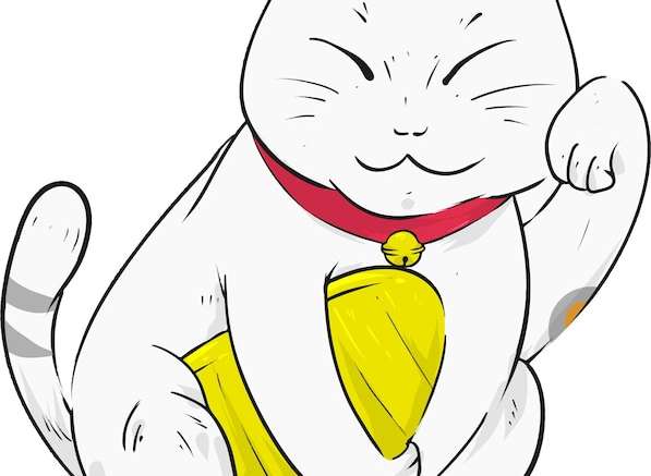 Hình vector Hình minh họa dễ thương về chú mèo béo may mắn