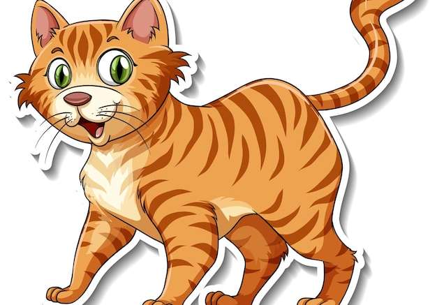 Hình vector Mẫu sticker nhân vật hoạt hình mèo