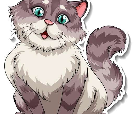 Hình vector Mẫu sticker nhân vật hoạt hình mèo
