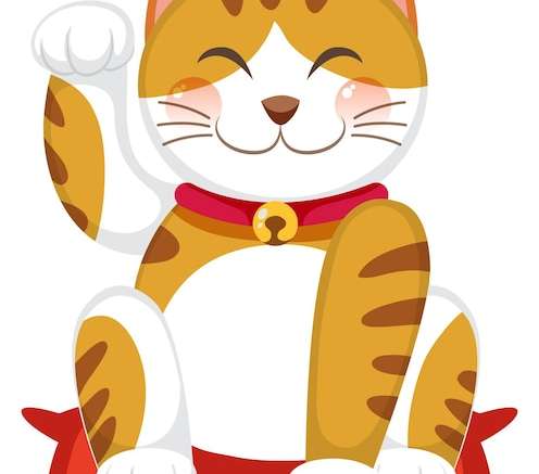 Hình vector Mèo may mắn Nhật Bản maneki neko nhân vật hoạt hình bị cô lập