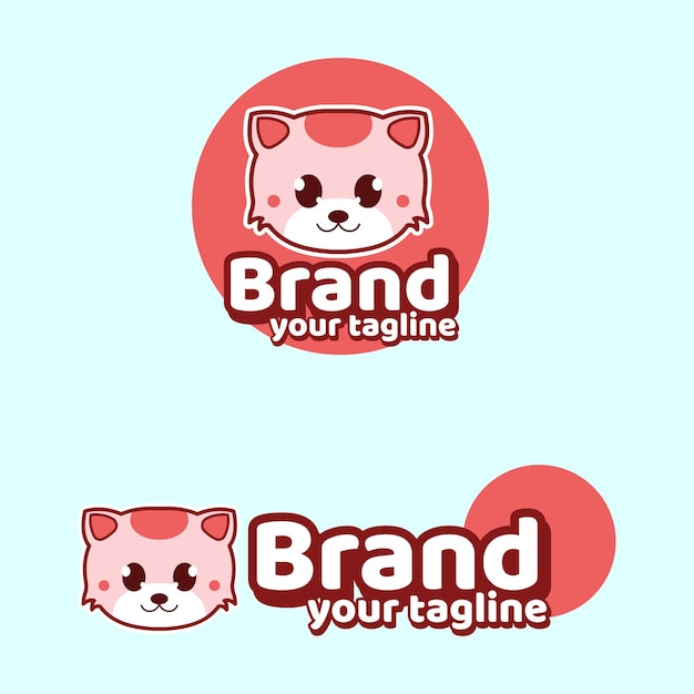 Hình vector Nhân vật logo linh vật thương hiệu mèo dễ thương