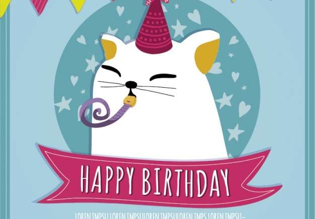 Hình vector Thiệp sinh nhật mèo đẹp