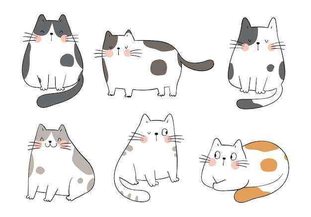 Hình vector Vẽ bộ sưu tập mèo đáng yêu