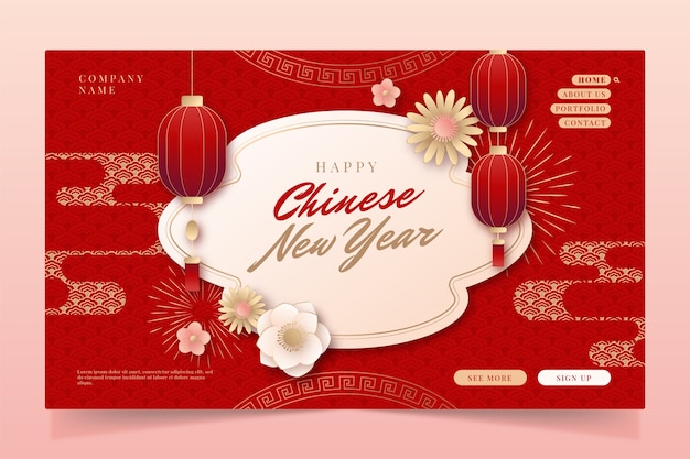 Vector Mẫu trang đích mừng năm mới của Trung Quốc