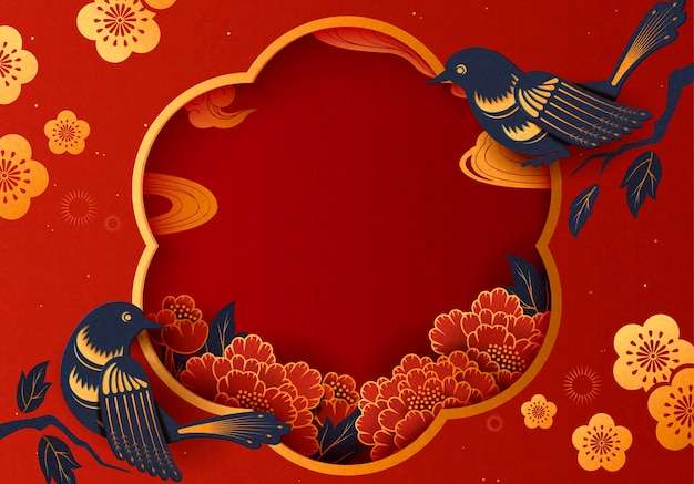 Vector nền truyền thống năm âm lịch với chim én