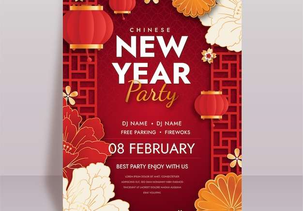 Vector Phong cách giấy mẫu poster dọc năm mới của Trung Quốc