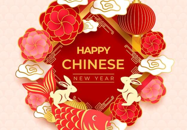 Vector Phong cách giấy minh họa năm mới của Trung Quốc