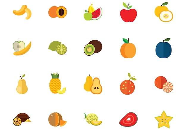 Hình ảnh vector Bộ biểu tượng trái cây