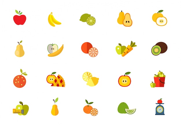 Hình ảnh vector bộ biểu tượng trái cây ngọt ngào