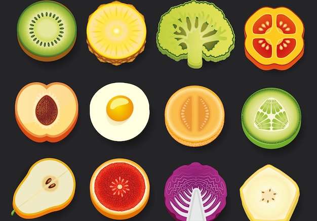 Hình ảnh vector bộ sưu tập biểu tượng thực phẩm