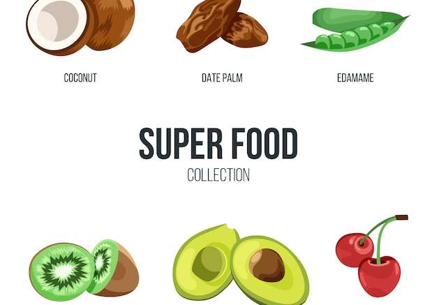 Hình ảnh vector bộ sưu tập siêu thực phẩm