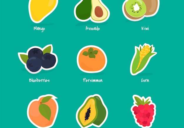 Hình ảnh vector Bộ sưu tập trái cây và quả mọng