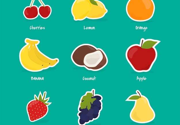 Hình ảnh vector Bộ sưu tập trái cây và quả mọng