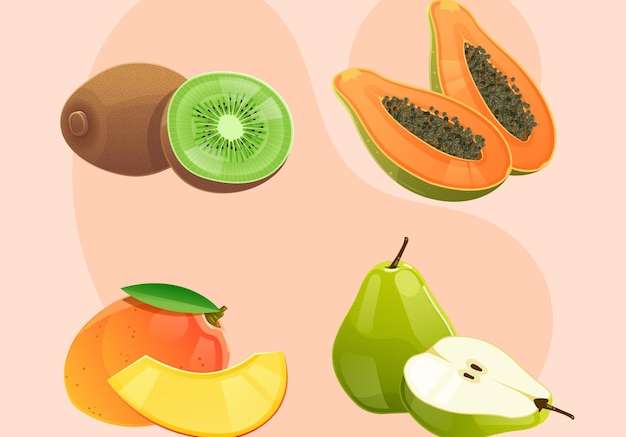 Hình ảnh vector Chi tiết bộ sưu tập trái cây ngon