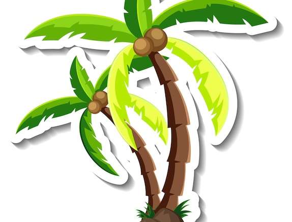 Hình ảnh vector Hình dán hoạt hình cây dừa